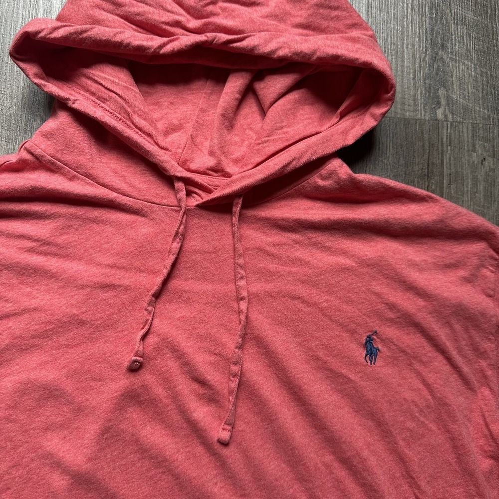 Polo Ralph Lauren Mens Heather Red Cotton Jersey Long Sleeve Hooded Tee 2XB EXC+